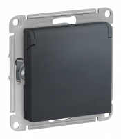 Модуль розетки со шторками, с крышкой (M0304) Графит