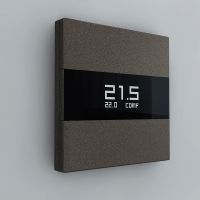 Сценарный выключатель, 3-кл, Berlin 00-1 с LED экраном термостата, Bus77, Шоко (с закрашенной фаской)