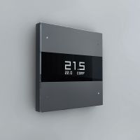 Сценарный выключатель, 3-кл, Berlin 00 с LED экраном термостата, Bus77, Графит