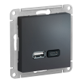 Модуль розетки с USB A, USB C (M0504) Графит