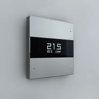 Сценарный выключатель, 3-кл, Berlin 00 с LED экраном термостата, Bus77, Серебристый