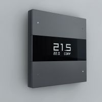 Сценарный выключатель, 3-кл, Berlin 00-1 с LED экраном термостата, Bus77, Графит (с закрашенной фаской)