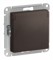 Модуль розетки со шторками, с крышкой (M0306) Шоко