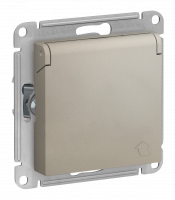 Модуль розетки со шторками, с крышкой (M0303) Шампань