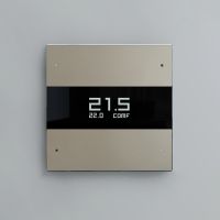 Сценарный выключатель с LED экраном и термостатом, Шампань (LFS-BT6-LED-03)