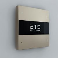 Сценарный выключатель, 3-кл, Berlin 00-1 с LED экраном термостата, Bus77 L, Шампань (с закрашенной фаской)