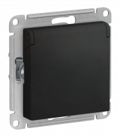 Модуль розетки со шторками, с крышкой (M0305) Черный