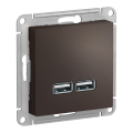 Модуль розетки с USB A (2 порта) (M0406) Шоко