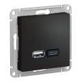 Модуль розетки с USB A, USB C (M0505) Черный