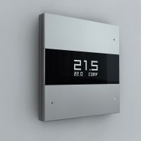 Сценарный выключатель, 3-кл, Berlin 00-1 с LED экраном термостата, Bus77 L, Серебристый (с закрашенной фаской)