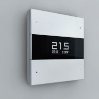 Сценарный выключатель, 3-кл, Berlin 00-1 с LED экраном термостата, Bus77, Белый (с закрашенной фаской)