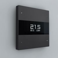 Сценарный выключатель, 3-кл, Berlin 00-1 с LED экраном термостата, Bus77, Черный (с закрашенной фаской)