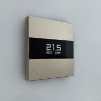 Сценарный выключатель, 3-кл, Berlin 00 с LED экраном термостата, Bus77, Шампань